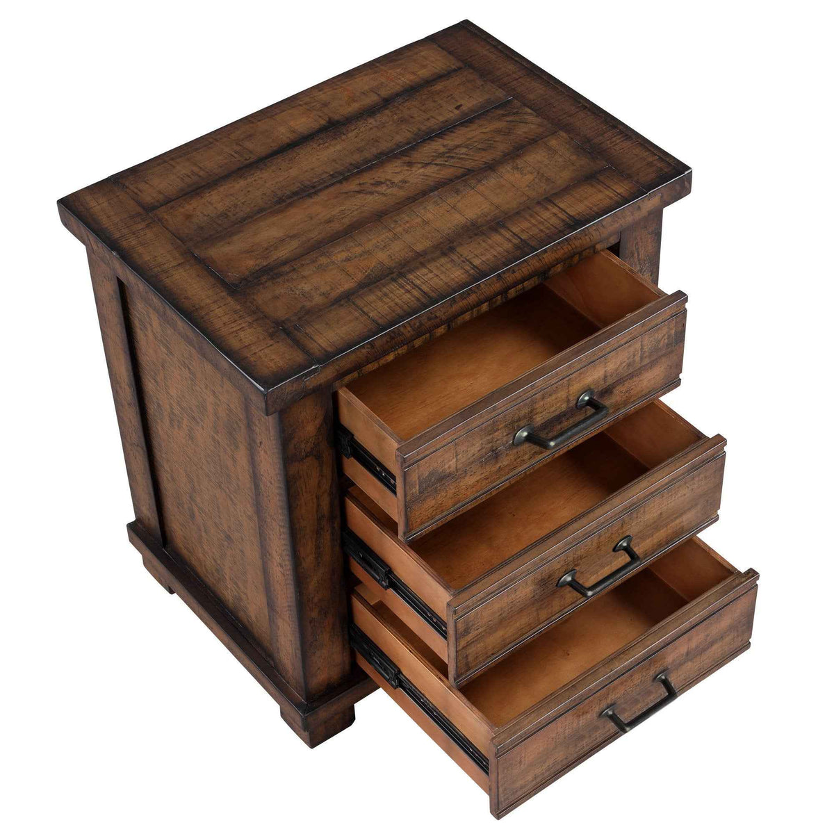 Rustic Three Drawer Reclaimed Solid Wood Framhouse Nightstand - B&B Forest Products