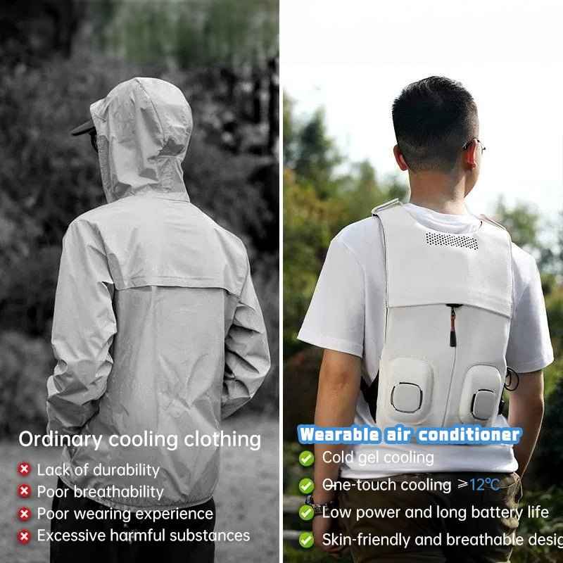 Semiconductor cooling clothing, back pad, outdoor construction air conditioner, waterproof