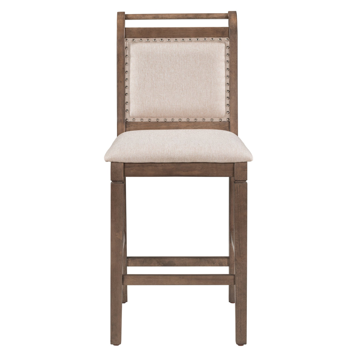 TOPMAX 3-Piece Wood Counter Height Drop Leaf Dining Table Set with 2 Upholstered Dining Chairs for Small Place, Brown - B&B Forest Products