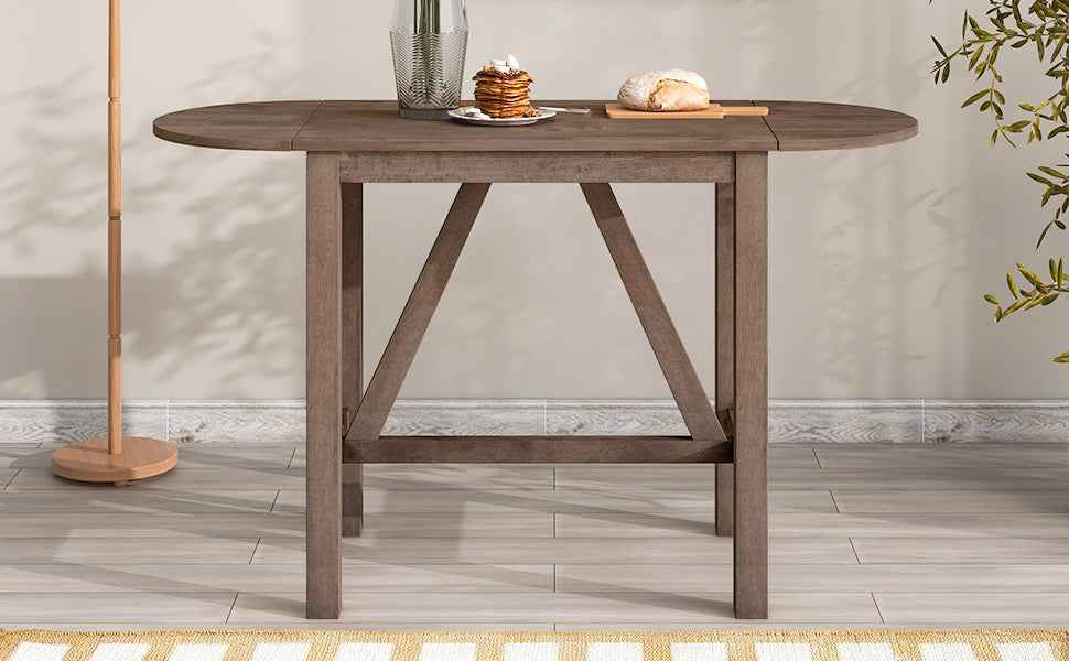 TOPMAX 3-Piece Wood Counter Height Drop Leaf Dining Table Set with 2 Upholstered Dining Chairs for Small Place, Brown - B&B Forest Products