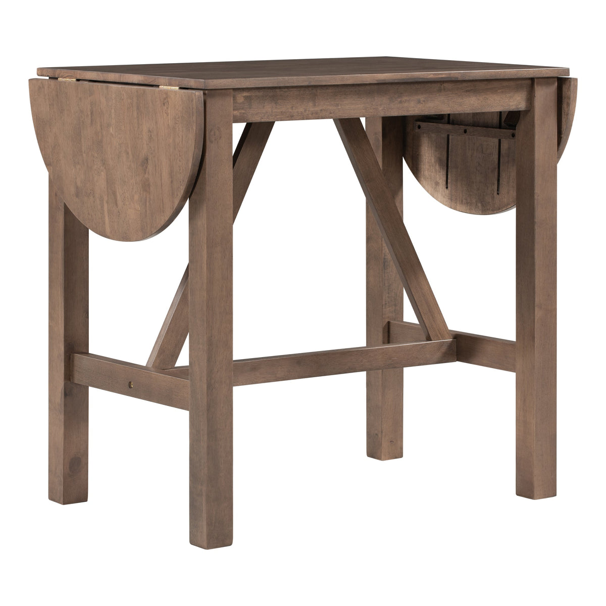 TOPMAX 3-Piece Wood Counter Height Drop Leaf Dining Table Set with 2 Upholstered Dining Chairs for Small Place, Brown - B&B Forest Products