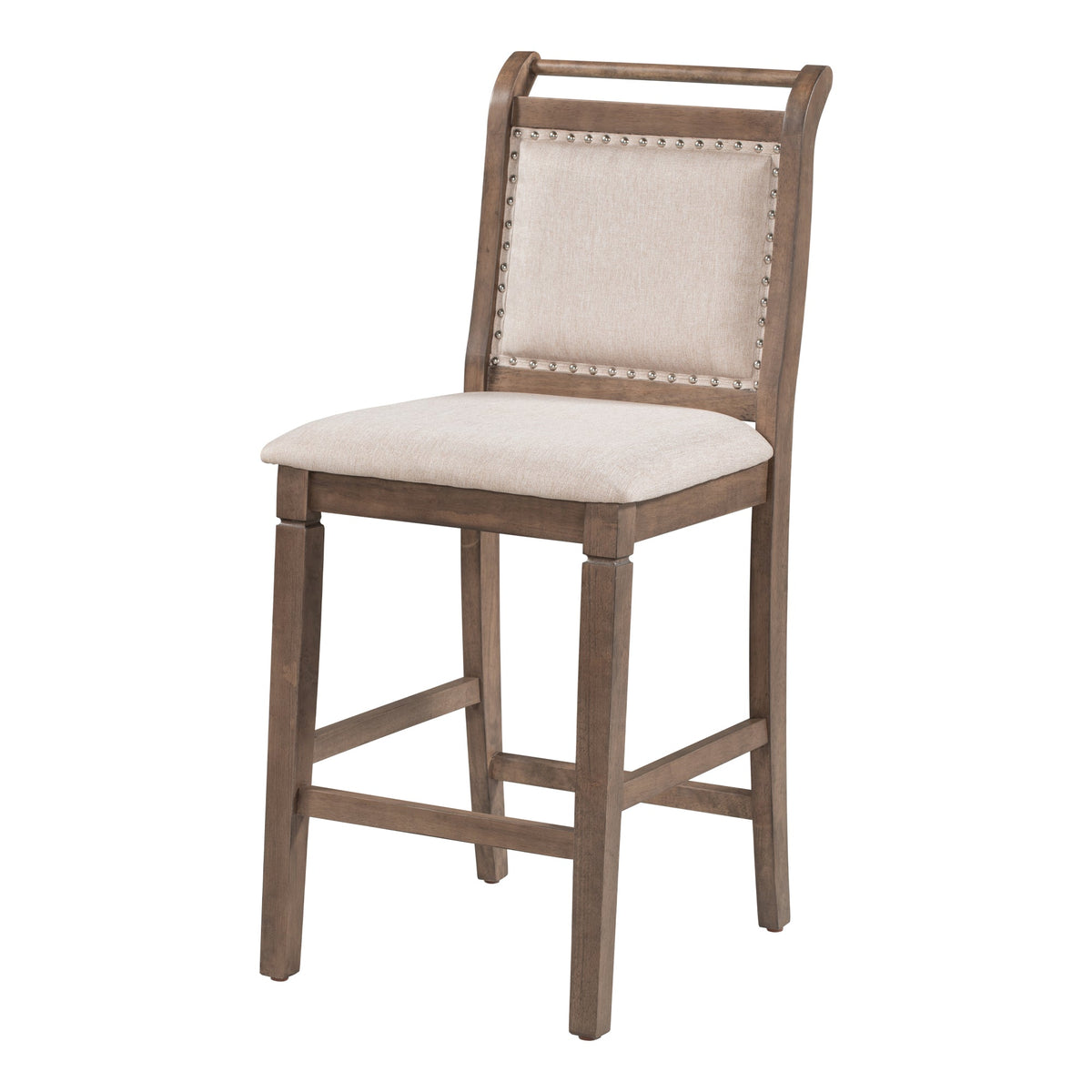 TOPMAX 3-Piece Wood Counter Height Drop Leaf Dining Table Set with 2 Upholstered Dining Chairs for Small Place, Brown - B&B Forest Products