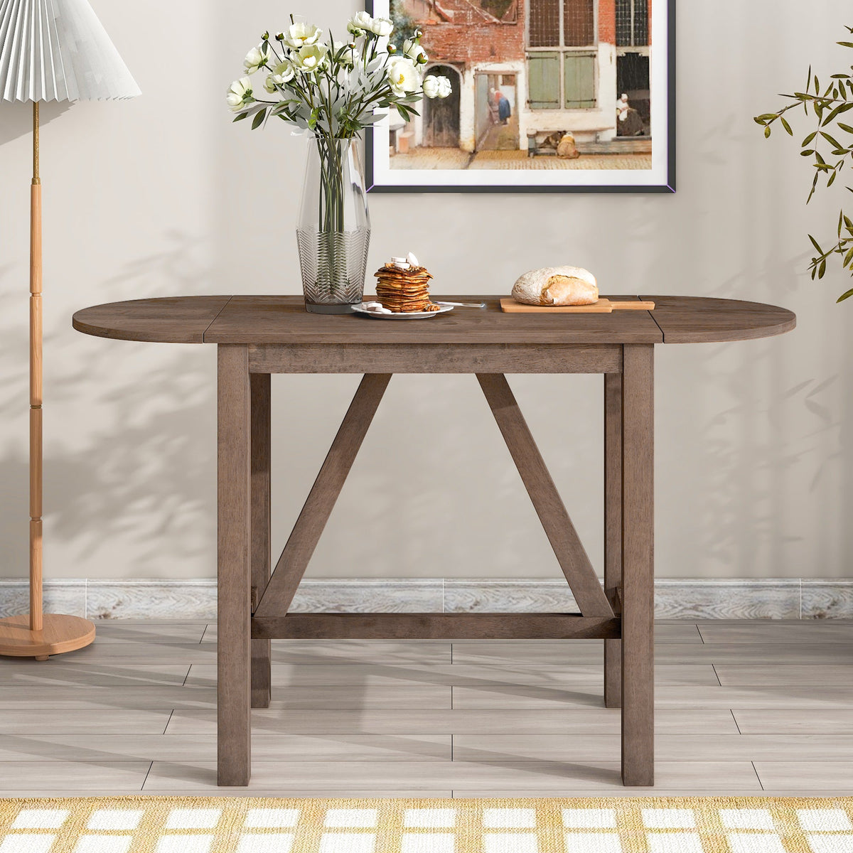 TOPMAX 3-Piece Wood Counter Height Drop Leaf Dining Table Set with 2 Upholstered Dining Chairs for Small Place, Brown - B&B Forest Products