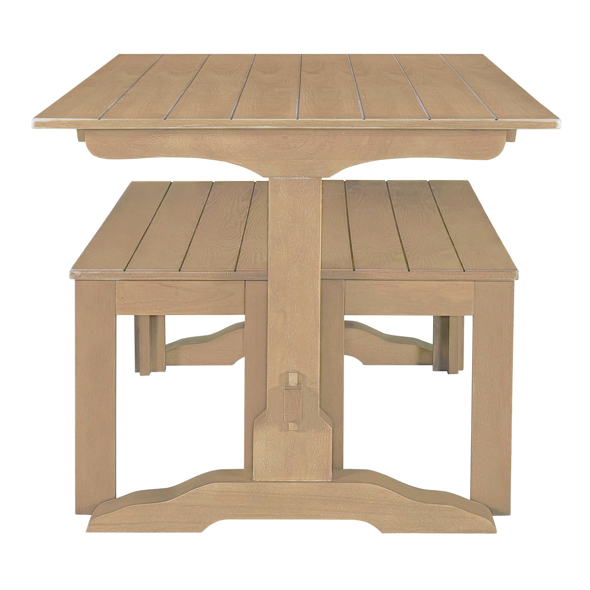 TREXM 3-piece retro dining table, rectangular stand table, and 2 4-person wooden stools (made of natural wood) - B&B Forest Products