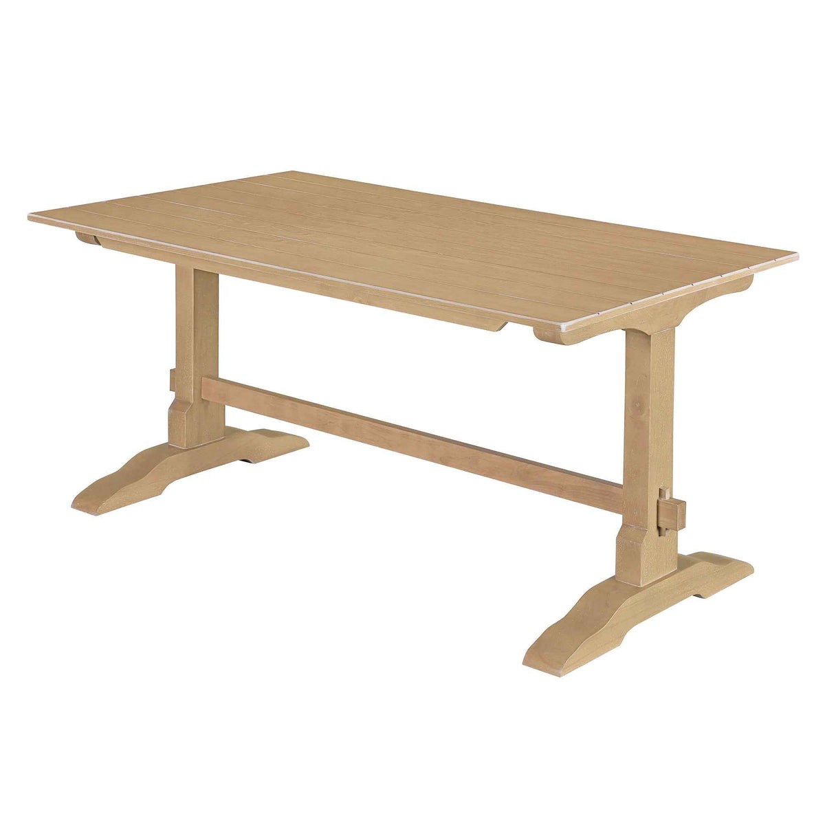 TREXM 3-piece retro dining table, rectangular stand table, and 2 4-person wooden stools (made of natural wood) - B&B Forest Products
