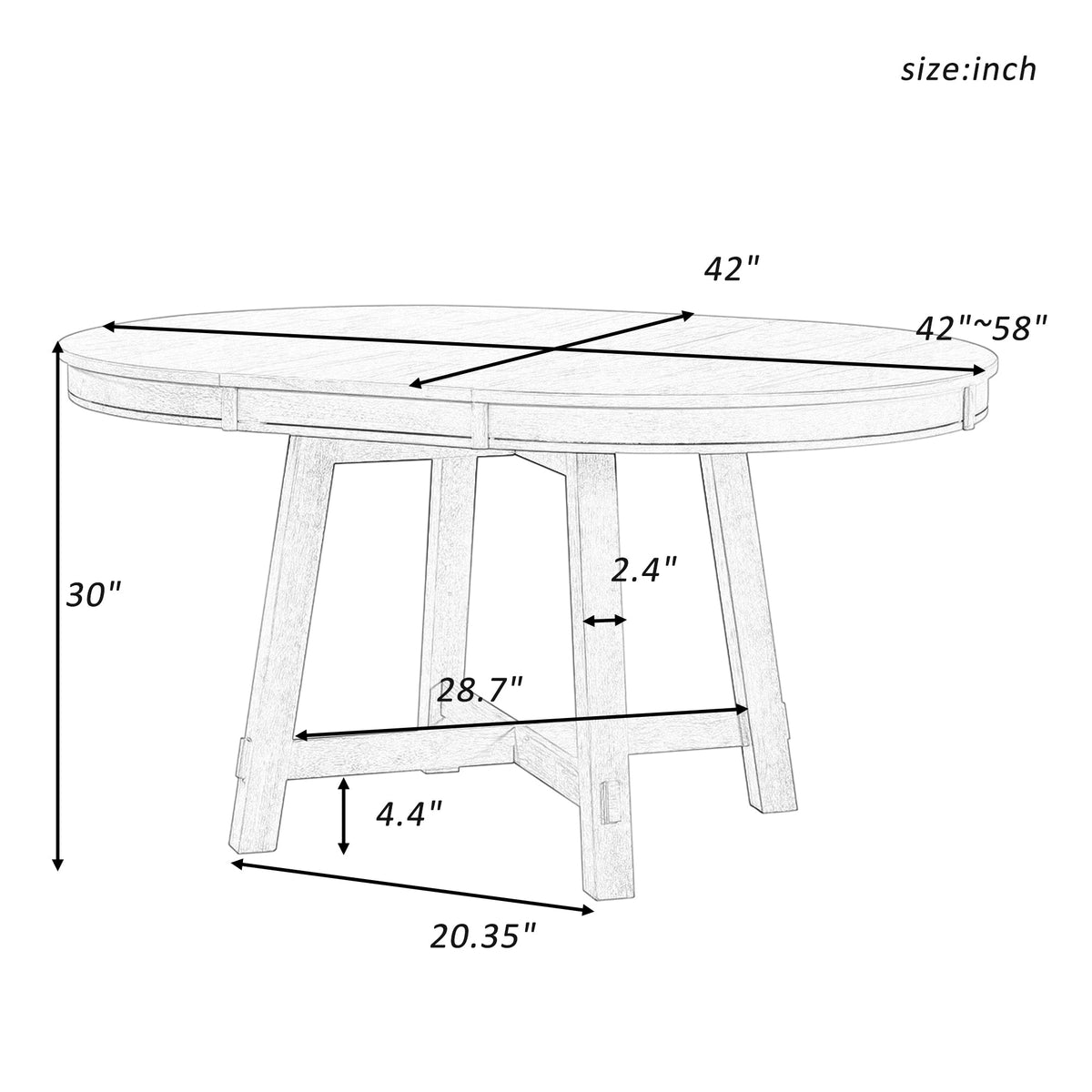 TREXM Farmhouse Round Extendable Dining Table with 16" Leaf Wood Kitchen Table (Natural Wood Wash) - B&B Forest Products