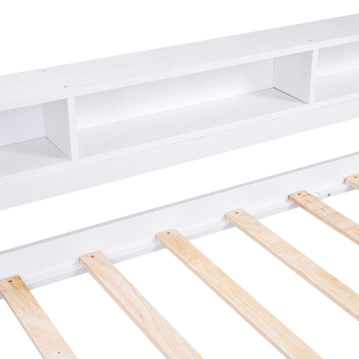Twin XL Wood Daybed with 2 Trundles, 3 Storage Cubbies, 1 Light for Free and USB Charging Design, White - B&B Forest Products