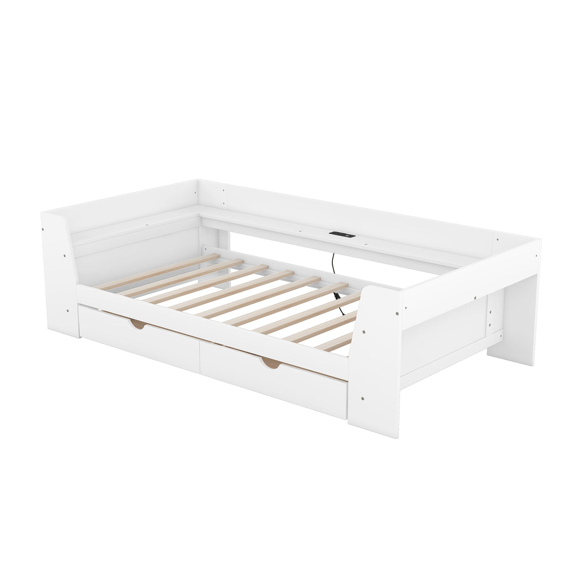 Upholstered Daybed with Trundle, Wood Slat Support,Upholstered Frame Sofa Bed Twin Blue - B&B Forest Products