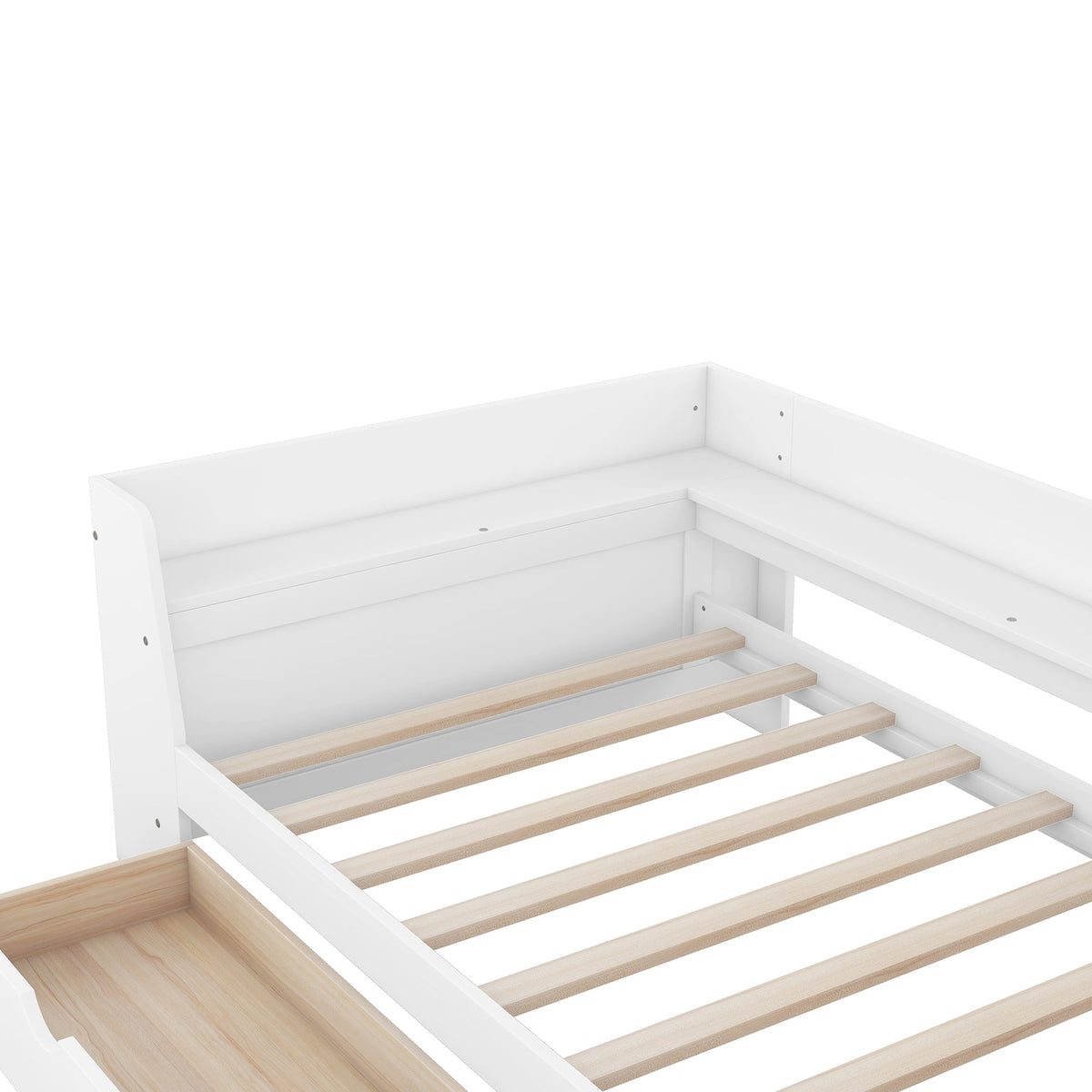 Upholstered Daybed with Trundle, Wood Slat Support,Upholstered Frame Sofa Bed Twin Blue - B&B Forest Products