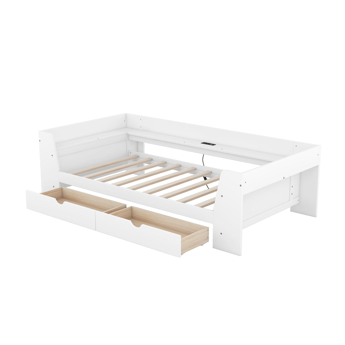Upholstered Daybed with Trundle, Wood Slat Support,Upholstered Frame Sofa Bed Twin Blue - B&B Forest Products