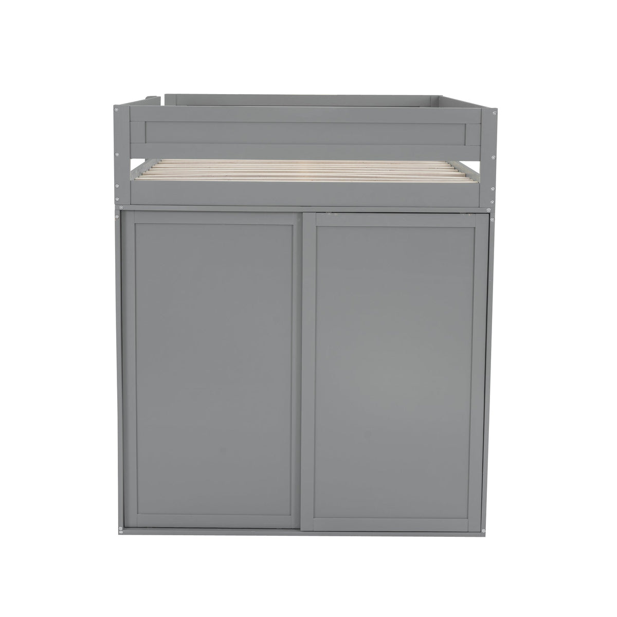 Wood Full Size Loft Bed with Wardrobes and 2-Drawer Desk with Cabinet Gray - B&B Forest Products